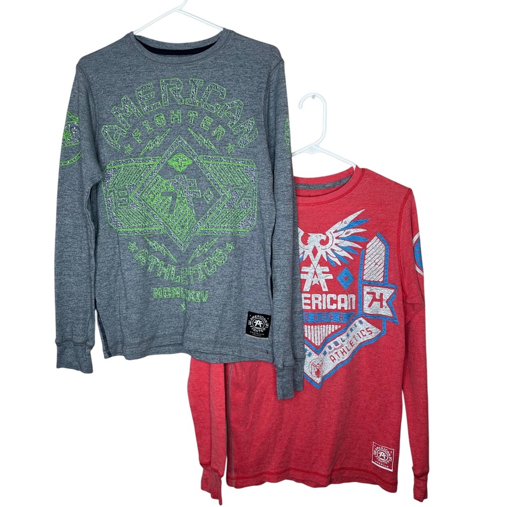 American Fighter Athletic Waffle Knit Long Sleeve Graphic‎ T-Shirt Set Men's M